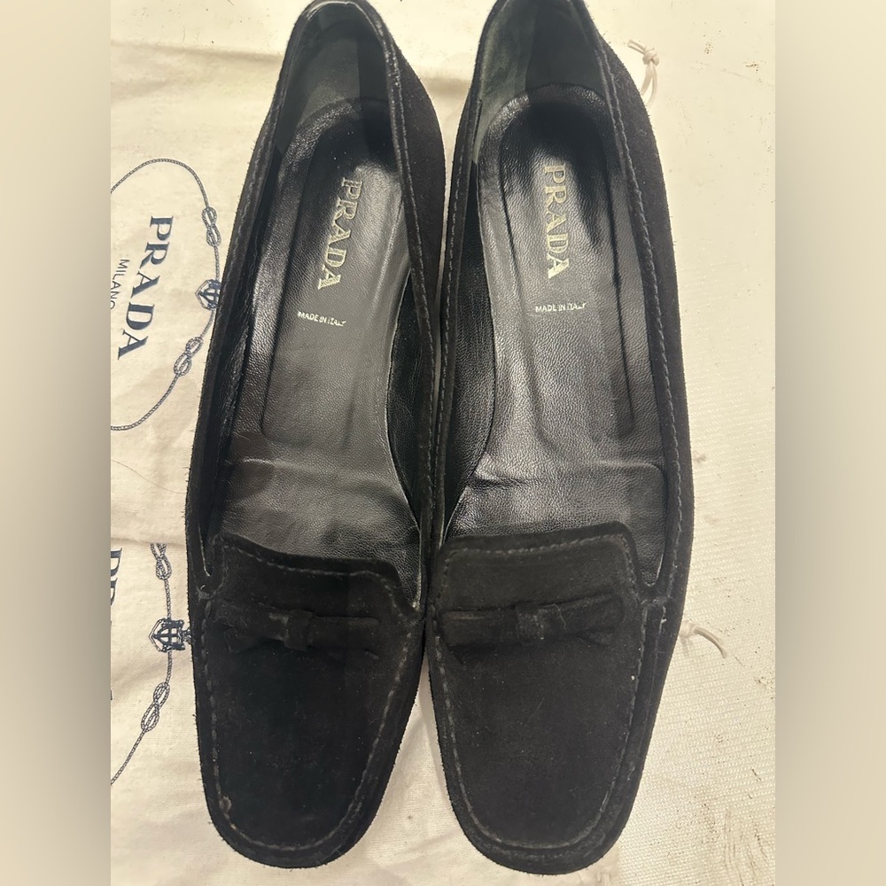 Prada Women’s Black Suede Loafers